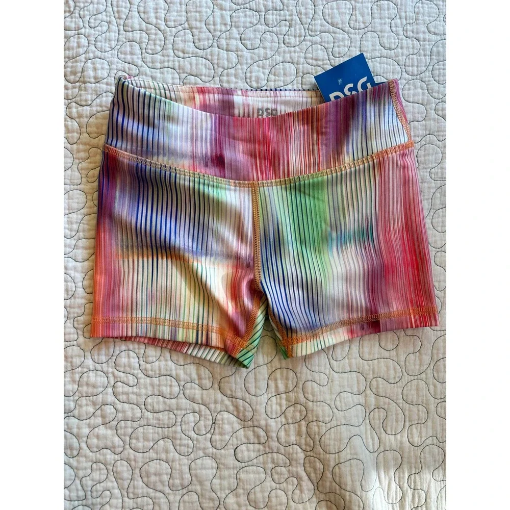 DSG‎ Girls Athletic Compression Shorts Multi Color Stripe Size Small 8-9